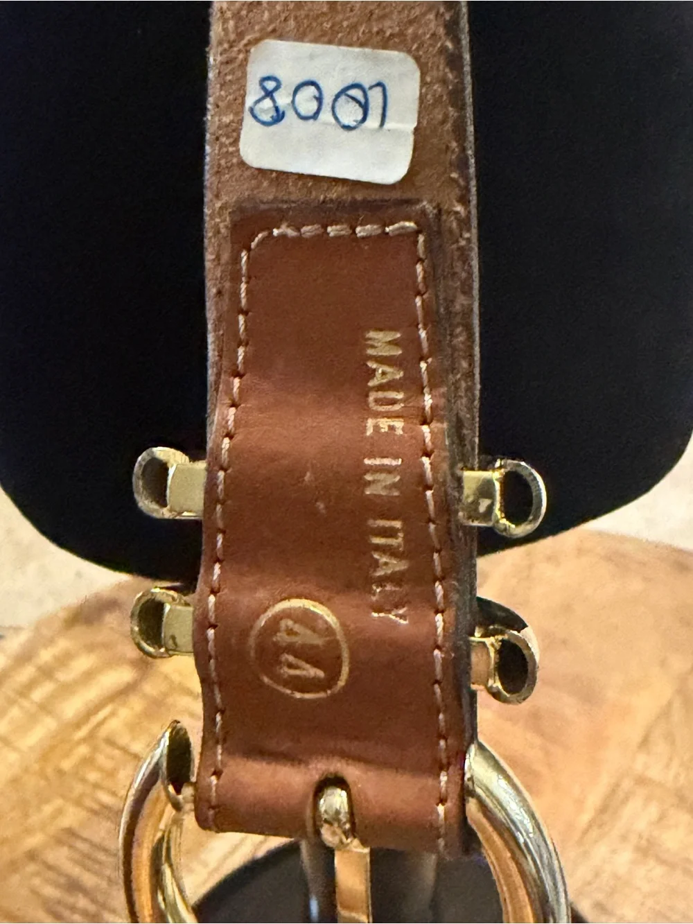 Boutique Brown Italian Leather Belt Size 44 Small Made In Italy Gold Tone Buckle